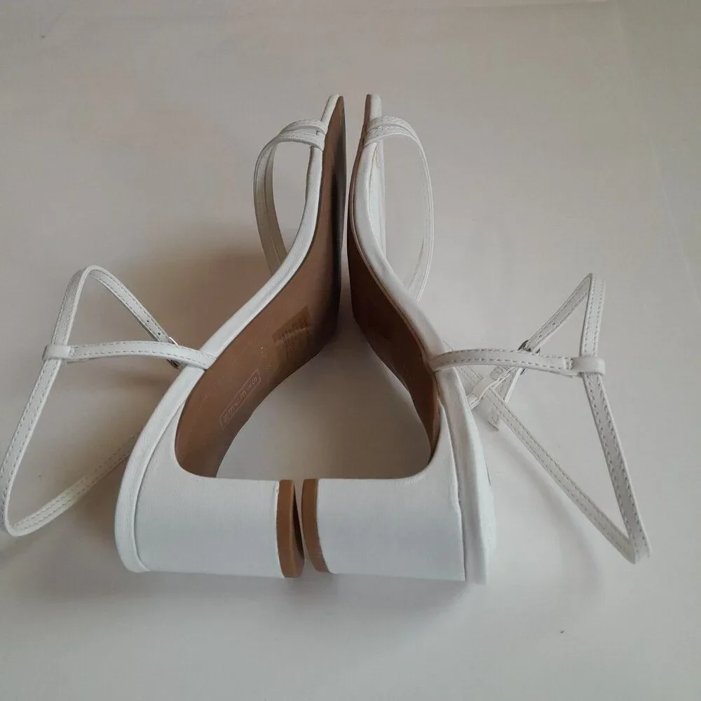Steven New York Women’s Oceana White Leather Strappy Heels size 9.5